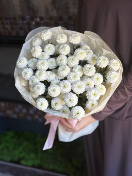 Стойкий букет из хризатемы ньютон 